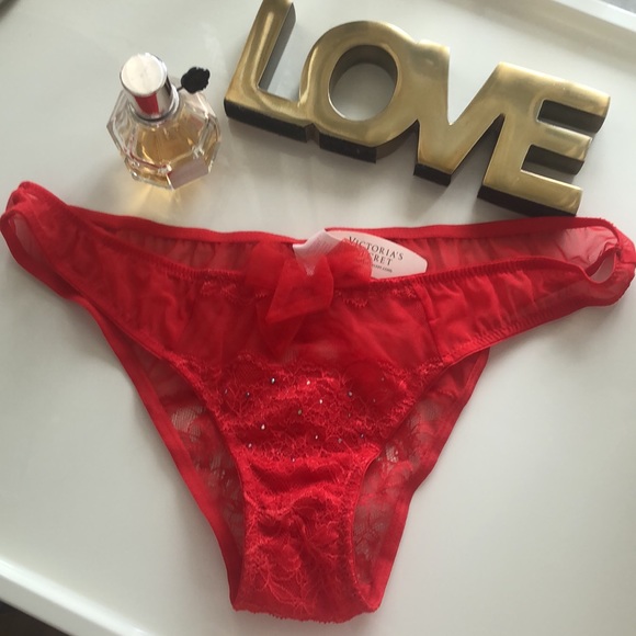 Victoria's Secret Other - NWT Victoria’s Secret low-rise cheekini RED M bling rhinestones vintage y2k